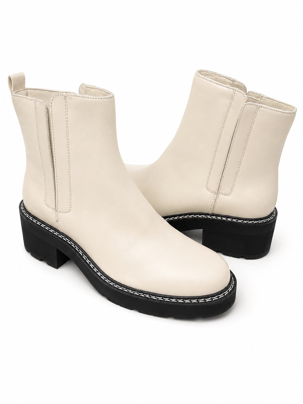 NIB Calvin Klein Cream Chelsea Platform Boots with Black Sole